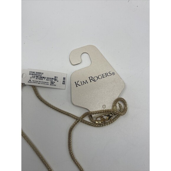 Kim Rogers Gold Tone Red Stone Tassel Long Necklace. - Picture 10 of 10